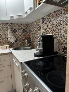 a kitchen with a stove and a sink in it at Cozy loft in Belgrade +2 photos