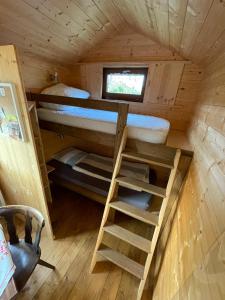 a tiny house with two bunk beds and a window at Tiny-house in Wihr-au-Val