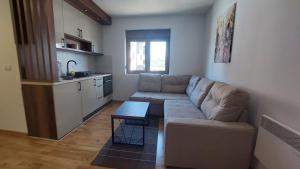 un salon avec un canapé et une table dans l'établissement Apartman Vranac, à Zlatibor