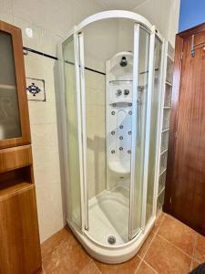 ポンテベドラにあるCasa Alcabre en Vigoの浴室のガラス扉付きシャワー