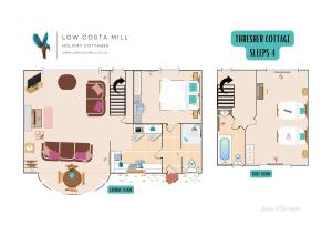 a floor plan of a apartment with furniture at Low Costa Mill in Pickering
