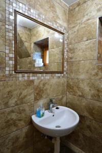 La salle de bains est pourvue d'un lavabo et d'un miroir. dans l'établissement Chata Erika, à Pusté Pole