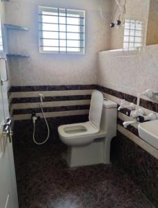 齊齊曼卡羅的住宿－happy holiday Inn service apartment，一间带卫生间和水槽的浴室