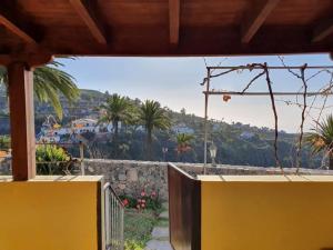 a view from a balcony of a house with palm trees at Casa Tajonaje - Entorno rural in Alajeró
