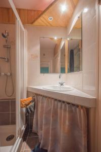 bagno con lavandino e specchio di Le Sunny Snow - Jolie vue montagne a Les Orres