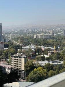 a view of a city with buildings and trees at Puli Sangin apartments in Dushanbe