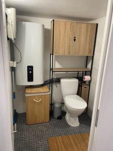 a bathroom with a toilet in a small room at Appartement T1 renové in Gigean