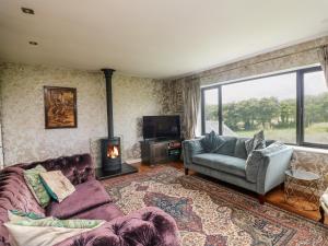 a living room with a couch and a fireplace at Thornhill in Enniscorthy