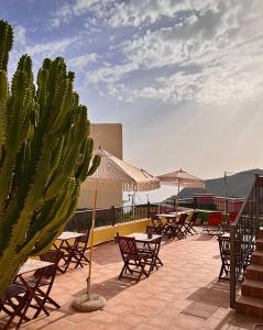un patio avec des tables et des chaises et un cactus dans l'établissement Casa Regina Tenerife, à Tamaimo