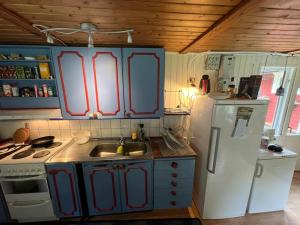 Virtuve vai virtuves zona naktsmītnē Hörby Äspinge Cosy Forrest Cabin
