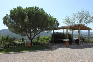 einen Pavillon mit einem Tisch und einem Baum in der Unterkunft Agriturismo San Lorenzo in Lastra a Signa