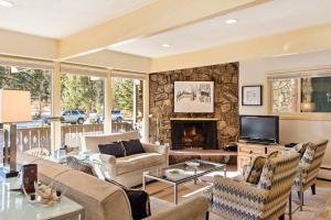 a living room with a couch and a fireplace at 118 E Bleeker Home in Aspen