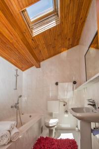 ein Badezimmer mit einem Waschbecken, einem WC und einem Dachfenster in der Unterkunft Villa Maria in Dubrovnik + 28 Fotos