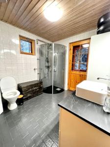 Koupelna v ubytování Himostuuli