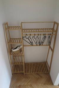 a room with a shelf with tools on it at Hradčany apartment with green energy in Prague