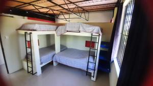 1 Schlafzimmer mit 2 Etagenbetten in einem Zimmer in der Unterkunft Guacamayo Azul in Iquitos