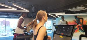 a woman running on a treadmill in a gym at Hyatt Regency Mexico City Insurgentes WTC in Mexico City +71 photos