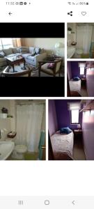 un collage de cuatro fotos de una habitación con camas en Jeca Centro, en Valdivia