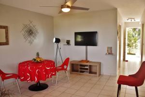 Μια τηλεόραση ή/και κέντρο ψυχαγωγίας στο Très bel appartement T3 avec piscine et vue mer