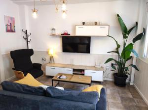 sala de estar con sofá y TV en Apartamento limonero, en Albox
