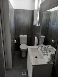 ein Badezimmer mit einem weißen WC und einem Waschbecken in der Unterkunft Solomon Inn Motel Figtree in Wollongong