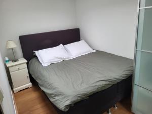 - une chambre avec un lit et 2 oreillers dans l'établissement Private Apartment., à Hilversum