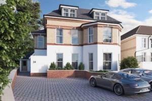 two cars parked in front of a house at BOURNECOAST - TOWN CENTRE - BEACH 10 min WALK - GARDEN PATIO - 8421 in Bournemouth