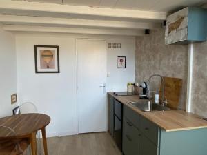 - une cuisine avec un évier et un comptoir dans l'établissement Loft Sur les toits, à Aix-en-Provence