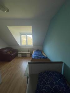 Postel nebo postele na pokoji v ubytování Mariengestüt am Kreuzberg