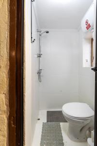 a bathroom with a toilet and a shower at Traditional Maltese Townhouse - Close to Sea in Senglea