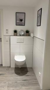 Wellness Appartement Eifelglück في Pelm: حمام مع مرحاض أبيض في الغرفة