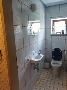 een badkamer met een toilet en een wastafel bij st Veit 