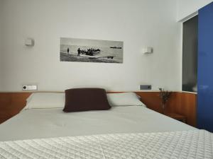 a bedroom with a bed with a picture on the wall at Hotel Alboran in Carboneras