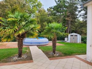 two palm trees in a yard with a house at TL 26 - Sous les palmiers au soleil in Eu