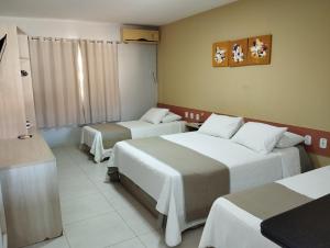 a hotel room with two beds and a television at Gurgueia Park Hotel in Cristino Castro