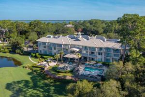 an aerial view of a resort with a large building at Inn and Club at Harbour Town in Hilton Head Island