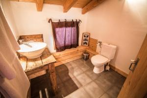 a bathroom with a sink and a toilet in it at Chalet Pomet in Morillon