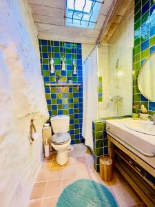 a bathroom with a toilet and a sink at Histoire de cru in Saignon