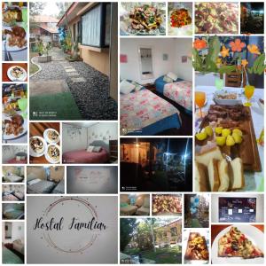 een collage van foto's met eten en andere items bij Familiar Hostal in Chillán