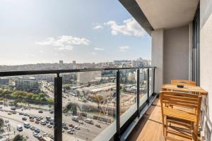 a balcony with a view of a city at Seba Suites Central Istanbul in Istanbul