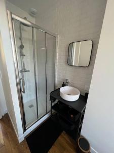 a bathroom with a sink and a shower at Magnifique appartement familiale 6 personnes 3 chambres et 3 salles de bain en hyper centre avec rue piétonne Parking 20m in Troyes +28 photos