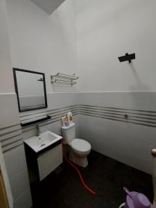 y baño con aseo, lavabo y espejo. en M2H Homestay, en Kuantan