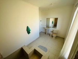 a bathroom with a toilet and a sink at Hotel Termas del Salitre in Mamiña