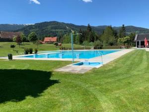 a swimming pool in the middle of a grass field at Goldstern in Sankt Lorenzen ob Murau