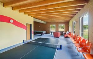 Waldschlösschen的住宿－Cozy Home In Oberharz With Wifi，配有乒乓球桌和椅子的房间