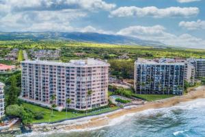 an aerial view of a resort on the beach at Royal Kahana 1009- Oceanfront unobstructed views from the 10th floor in Kahana
