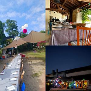 une série d'images d'une table mise en place pour une fête dans l'établissement SAS Relais de la tour, à Termes-dʼArmagnac