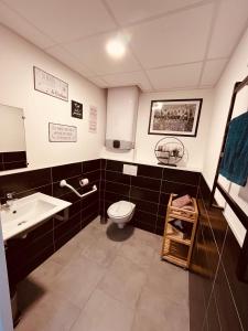 ein Badezimmer mit einem weißen WC und einem Waschbecken in der Unterkunft Love Room 208 Appartement 30m2 in Lambersart