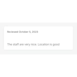 a screenshot of a text message with the text reviewed october at The Luxe Hotel Châu Đốc in Chau Doc