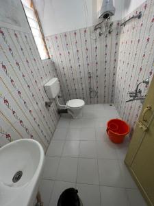 a bathroom with a sink and a toilet at Hotel Tashi Ga Tsel in Tawang